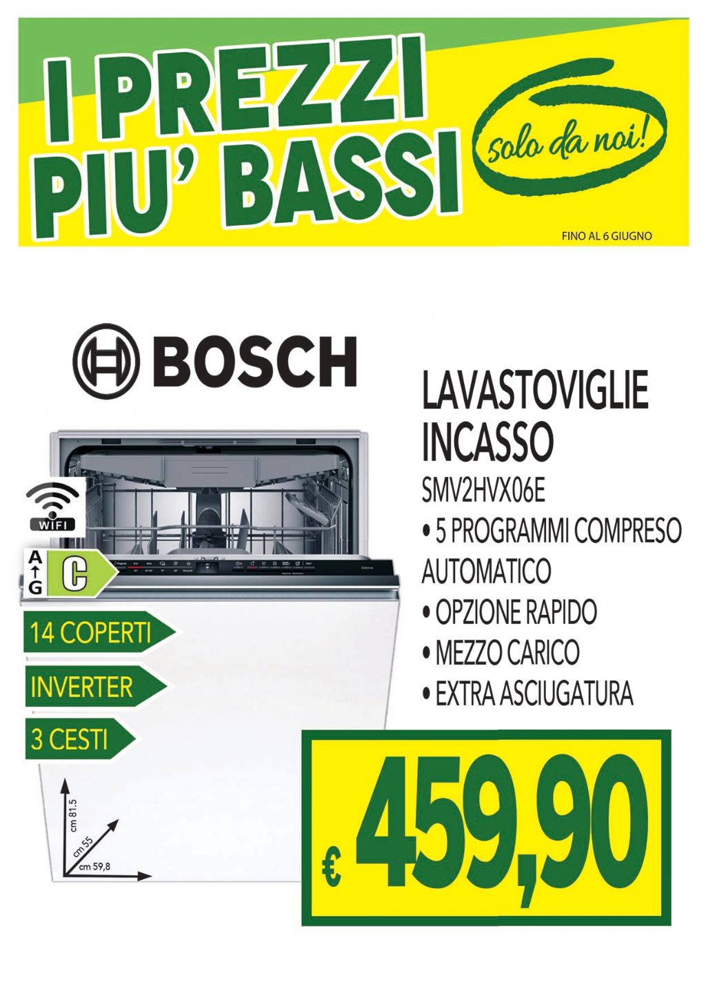 LAVASTOVIGLIE INCASSO BOSCH SMV2HVX06E